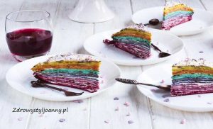 Tęczowy tort naleśnikowy. nalesniki, deser, tort naleśnikowy, smacznt deser, na imprezę, na urodziny, dla dzieci, mascarpone, śmietana kremówka, ciasto, kolorowe ciasto, kolorowy deser, święta, urodziny, zdrowy styl joanny, blog, blogger, przepisy, influencer, zdrowy styl joanny, wiem co jem,